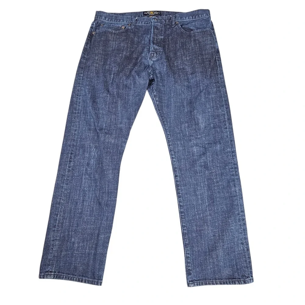 Lucky Brand 121 Heritage Slim Jeans Mens 38x30 Blue Dark Wash Denim Straight Leg